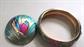 1980's Enameled Floral Pin and Bracelet Set Costume Jewelry