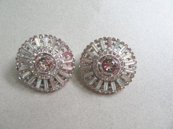 1950's Rhinestone Earrings Vintage Jewelry 