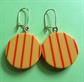 1960's Mod Striped Lucite Disc Earrings Yellow and Orange Vintage Costume Jewelry '60's Accessories