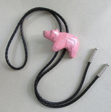 1980's Bolo Tie Genuine Stone Bear Cowboy Cowgirl 