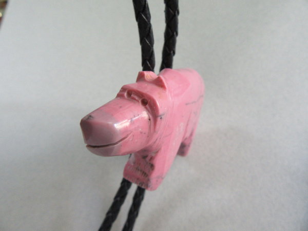 1980's Bolo Tie Genuine Stone Bear Cowboy Cowgirl 