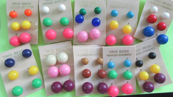 1960's Mod Ball Earrings Lot Vintage Jewelry 