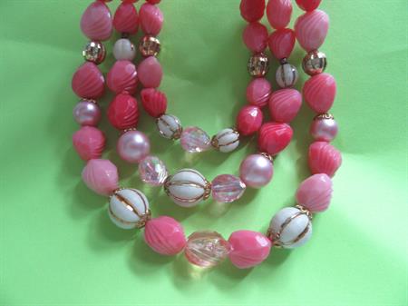 Western Germany Pink Necklace Signed Vintage Jewelry