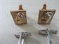 Vintage Mid Century 1940's-50's Horse Head Cufflinks Tie Bar Lot One Pair Swank Signed Cuff Links Equestrian Reverse Painted MCM