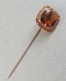 Antique 10k Gold Citrine ? Gemstone Stick Pin Fine Jewelry