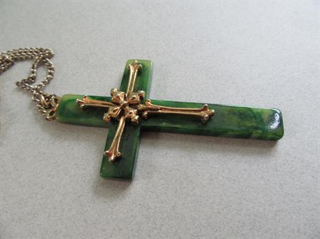 Bakelite Cross Necklace Religious Jewelry