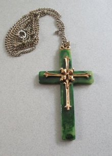Bakelite Cross Necklace Religious Jewelry