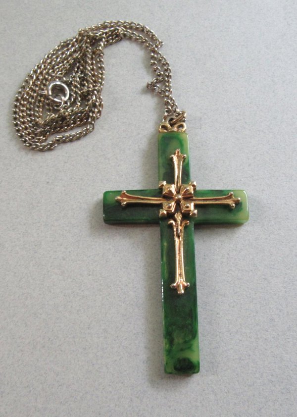 Bakelite Cross Necklace Religious Jewelry