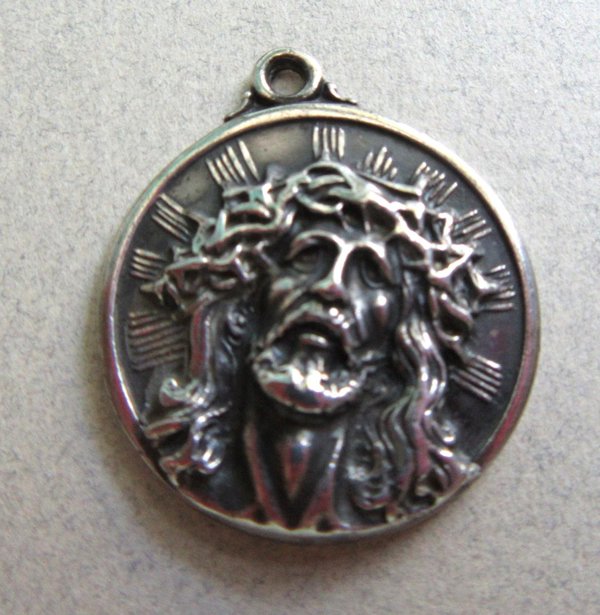 Vintage Creed Jesus Christ Pendant Silver Overlay Religious