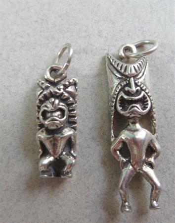 Tiki Charm  Pendant Sterling Silver ? Jewelry Supplies Luau Jewelry