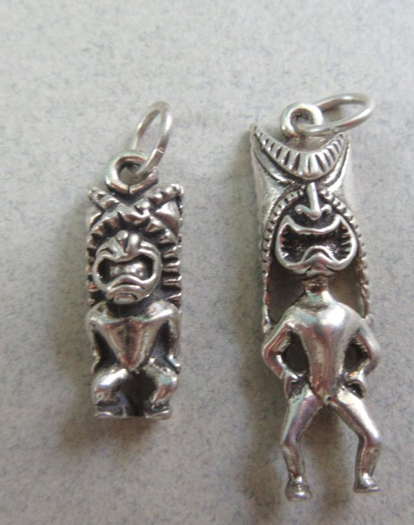 Sterling Silver Tiki Charm  Pendants Jewelry Supplies Luau Jewelry