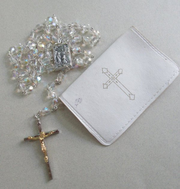 Crystal Relic Rosary Religious Lourdes Catholic Christian 