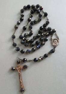 Vintage Glass Rosary AS IS Catholic Christian Cross Religious  