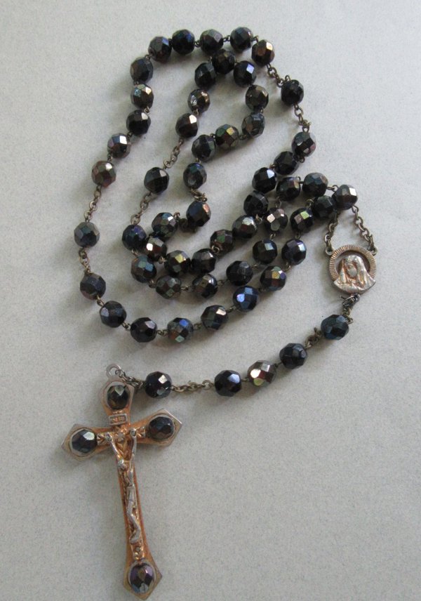 Vintage Glass Rosary AS IS Catholic Christian Cross Religious  