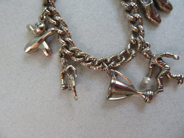 1950's Bowling Charm Bracelet Smaller Wrist Bowler Vintage Jewelry
