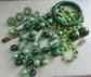 Vintage Green Costume Jewelry Lot Glass Bubble Necklace Bangle Bracelet Earrings