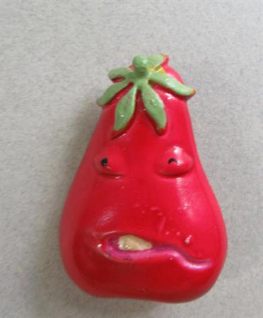 Anthropomorphic Red Tomato Pin Figural Costume Jewelry Veggie Pin