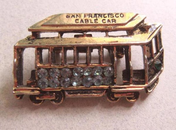 Vintage San Francisco Cable Car Pin California Souvenir Jewelry