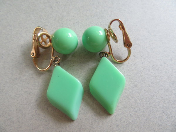 Crown Trifari  Lucite Earrings Signed Vintage Jewelry 