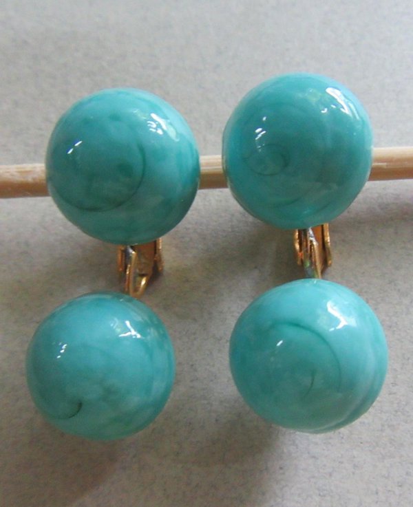 Vintage Vogue Earrings Blue Glass Signed Jewelry