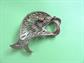 Anthropomorphic Smiling JJ Fish Pin Brooch Signed Vintage Costume Jewelry Figural