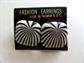 1980's Trippy Black And White Lucite Pierced Earrings Never Worn Original Card 1960's Mod Style Vintage Costume Jewelry