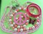 Vintage Pink Jewelry Lot Lucite Bracelet Rope Necklace Rings Peace Pendant Butterfly and Necklaces