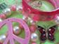 Vintage Pink Jewelry Lot Lucite Bracelet Rope Necklace Rings Peace Pendant Butterfly and Necklaces