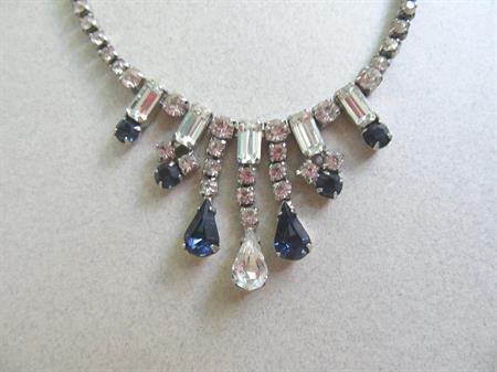 Vintage Sterling Silver Rhinestone Necklace 16