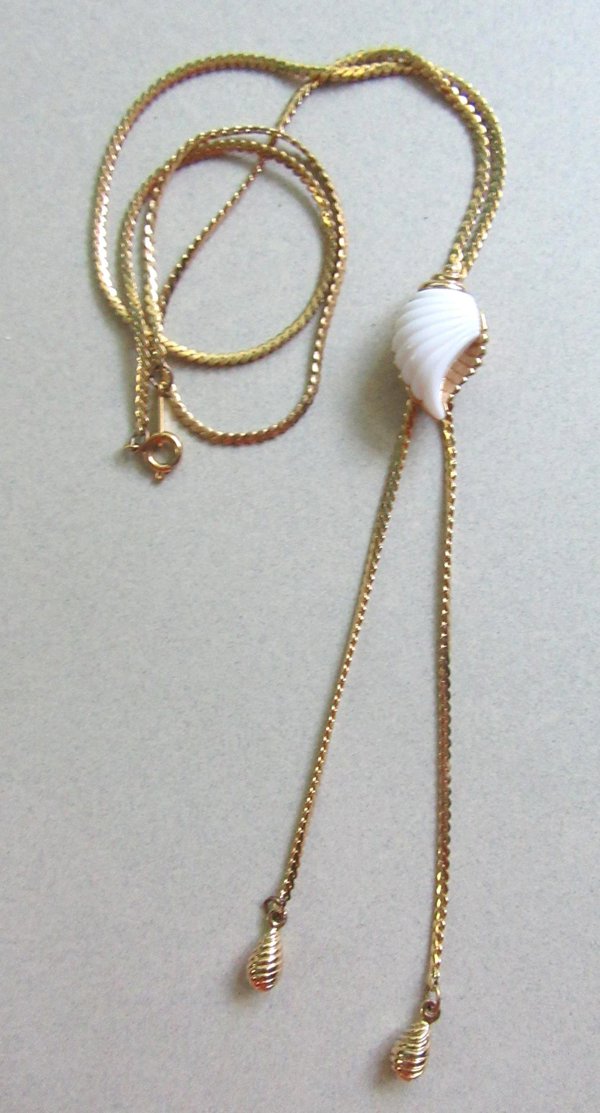 Vintage Avon Lucite Shell Slide Necklace Signed Jewelry