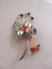 1940's Rhinestone Pin Gold Filled Vintage Jewelry