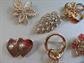 Vintage and Newer Pin Lot Rhinestone Faux Pearls Sarah Coventry Avon Costume Jewelry Hearts Floral Leaves