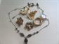 Vintage and Up Purple Rhinestone Costume Jewelry Lot Pins Necklace 