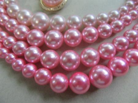 1950's Pink Necklace Faux Pearls Japan Vintage Jewelry 