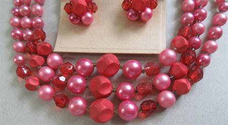 1950's Pink Necklace Set Japan Never Worn Vintage Jewelry