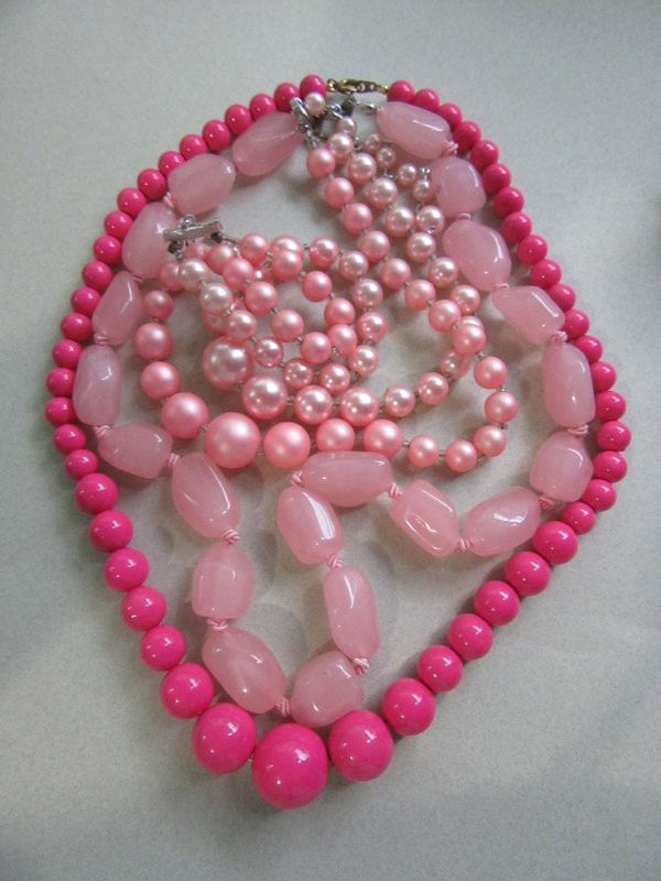 Vintage Pink Necklaces Lot Mrs. Roper