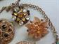 Vintage Rhinestone Pin Lot and Bonus Non Vintage Necklace Costume Jewelry