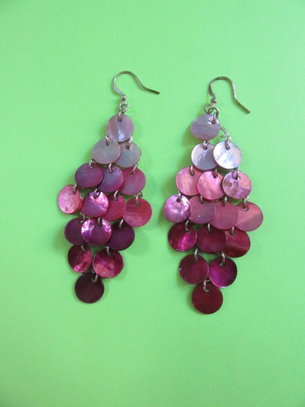 Purple Shell Pierced Earrings Vintage Jewelry