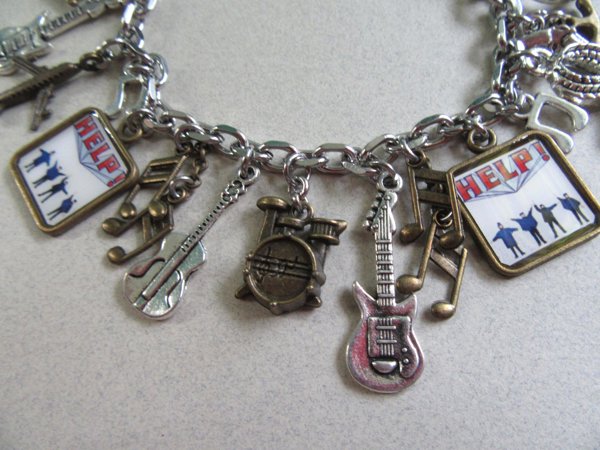 Retro Beatles Charm Bracelet HELP! Movie Memorabilia Costume Jewelry