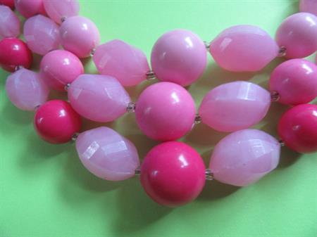 1950's Pink Lucite Necklace Hong Kong Vintage Jewelry