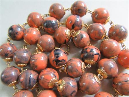 Vintage Freirich Orange and Black Necklace Signed Jewelry 
