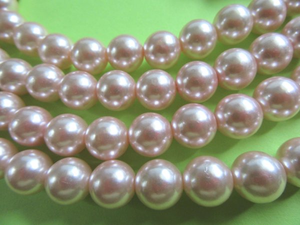 Vintage Long Pink Faux Pearls Necklace Flapper