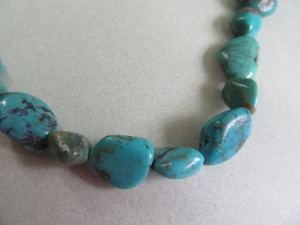 Genuine Turquoise Nugget Necklace 20" Gemstone Fine Jewelry