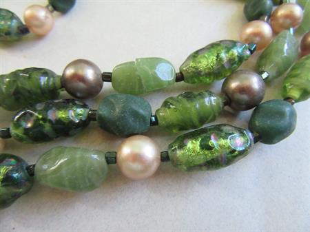 Vintage Green Art Glass Necklace Destash Repurpose 