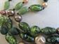 Foiled Green Art Glass Necklace Destash Repurpose Beads For Earrings