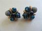 ART Mid Century Earrings Arthur Pepper Blue Cluster Moon Glow Clip Ons Signed Vintage Jewelry