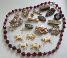 Victorian and Up Junk Jewelry Lot Celluloid Charms
