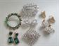 Vintage Jewelry Lot Hobe Earrings Monet Christmas Pin Aurora Borealis Crystal Earrings 