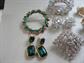 Vintage Jewelry Lot Hobe Earrings Monet Christmas Pin Aurora Borealis Crystal Earrings 