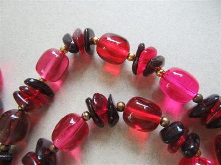 Vintage Pink Red Lucite Necklace